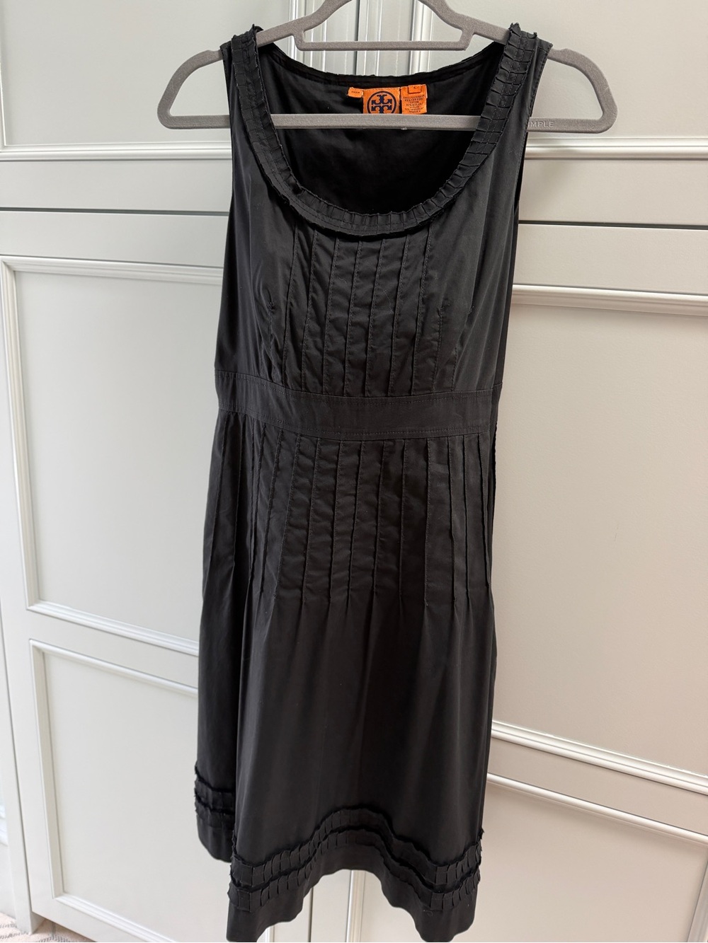 Tory Burch Black Sleeveless Pintuck Dress